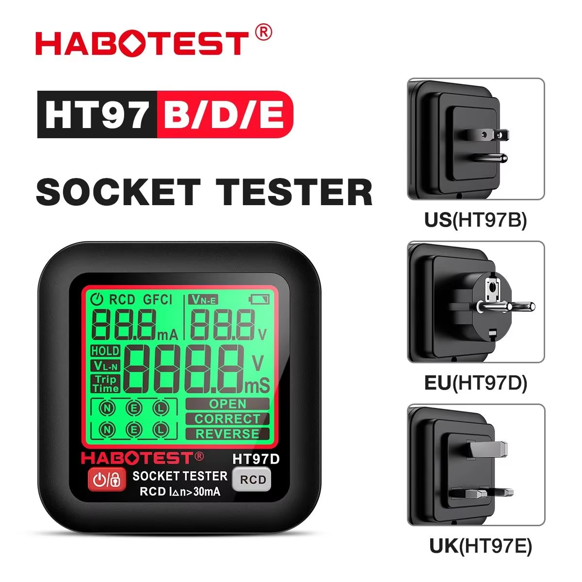 Smart Home Europe - HABOTEST HT97 Digitaler Steckdosentester, intelligenter Spannungsdetektor,