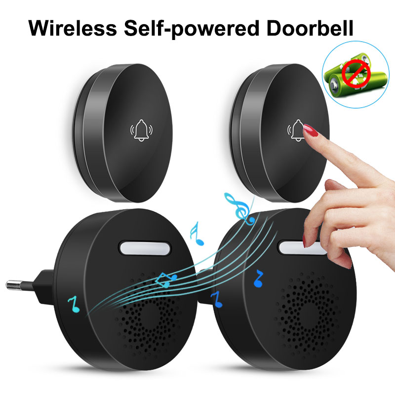 Smart Home Europe - Drahtlose Türklingel, keine Batterie, selbstbetriebene Taste,