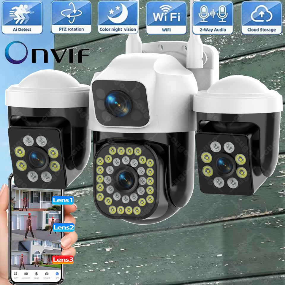 Smart Home Kamera - 15MP Sicherheitskamera mit 3 HD-Bildschirmen, automatischer